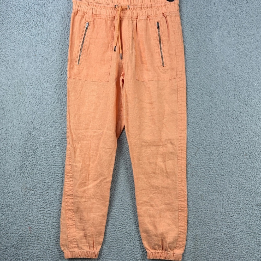 Athleta Linen Sweatpants Jogger Womens 2 Orange Drawstring Elastic Waist Pull On